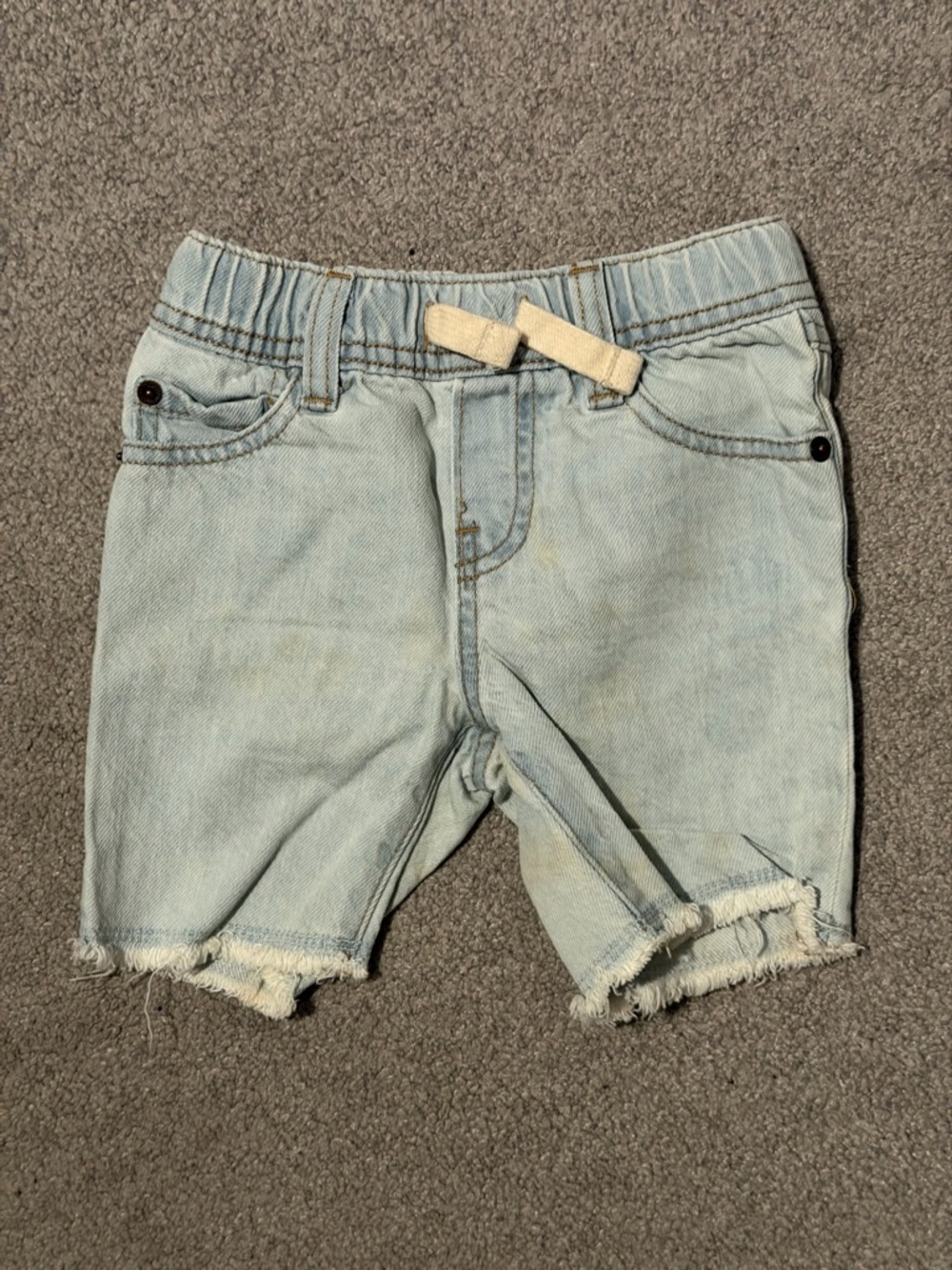 Gap Denim Kids Shorts with Functional Drawstring - Light Wash - 3Y